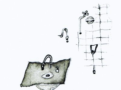 Vazamentos, 2001, nanquim sobre papel, 26,5 x 22